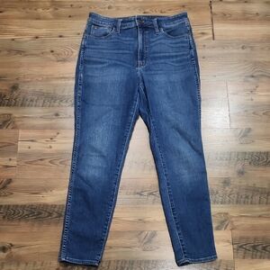 Madewell Curvy Roadtripper Dark Wash Straight Leg High Waisted Rise Zipper 30